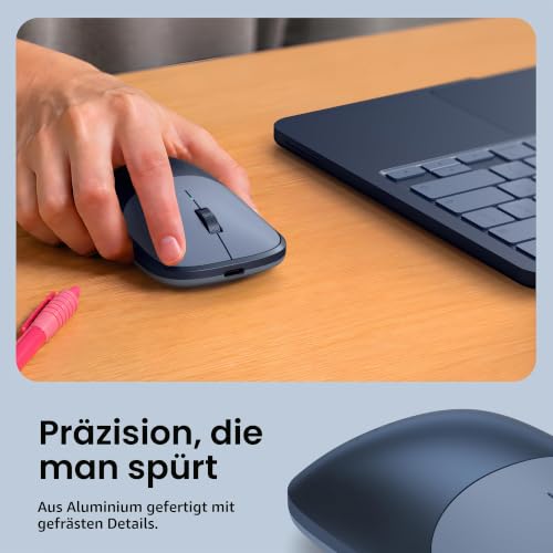 SATECHI Kabellose Maus Slim EX, Bluetooth & 2,4 GHz, Aufladbar, Indigo | Ideal für MacBook Neo Farben, leise Klicks, 3 Monate Akku, eloxiertes Aluminium, Multi-Device, macOS/Windows/iPadOS/Android