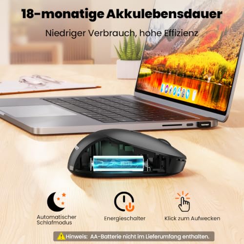 TECKNET Bluetooth Kabellose Maus (BT 5.0/3.0 + 2.4G) Wireless Mouse