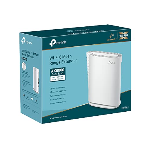 TP-Link RE900XD WiFi 6 WLAN Verstärker Repeater AX6000, 160-MHz-Kanal, 2,5-Gbit/s-Port + 2× Gigabit-Ports, 4×4 MU-MIMO, WPA 3, Der leistungsstärkste Wi-Fi 6 Repeater von TP-Link