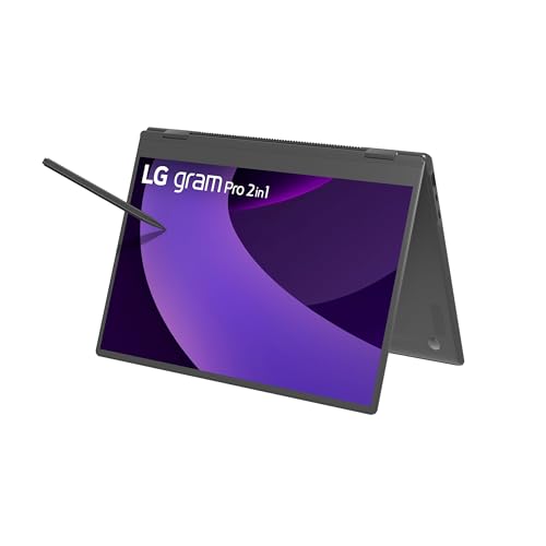 LG gram Pro 16 16T90TP-K.AA78G (16 Zoll) OLED 2in1 Notebook, Intel Core Ultra 7 255H, Intel Arc™ 140T GPU, 16GB RAM, 1TB SSD, federleicht (1,399 kg), gram AI, 77 Wh, Thunderbolt 4, Schwarz