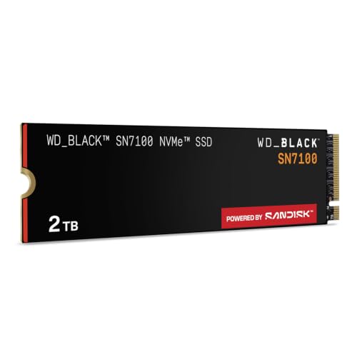 SanDisk WD_Black SN7100 NVMe SSD 2 TB (High-Performance Gaming-Speicher, bis zu 7.250 MB/s Lesen, PCIe Gen4, Energieeffizienz, für Desktop, Laptop & Handheld-Spielekonsolen) - Powered BY