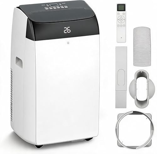 GarveeMore Tragbare Klimaanlage, 10000 BTU TCL, 3-in-1, Kühlventilator und Luftentfeuchter, Klasse A+ schnelle Kühlung, 2930 W, Fernbedienung, für Zuhause, Büro, Schwarz