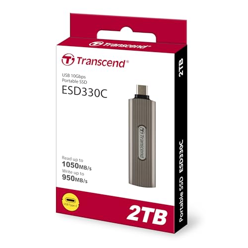 Transcend 2TB ESD330C Portable SSD, bis 1050 MB/s, Metallgehäuse, USB-C