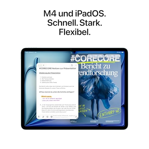 Apple 13" iPad Air (M4): Liquid Retina Display, 128 GB, 12 MP Front‑/Rückkamera, WLAN 7 mit Apple N1, Touch ID, Batterie für den ganzen Tag – Space Grau