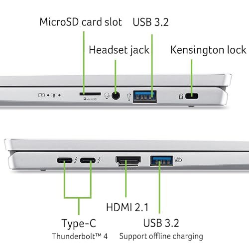 Acer Swift Go 14 OLED (SFG14-73-791J) Ultrabook/KI Laptop, 14" WQ2.8K OLED Display, Intel Core Ultra 7 155H, 16 GB RAM, 1 TB SSD, Intel Arc Grafik, Windows 11, QWERTZ Tastatur, Silber