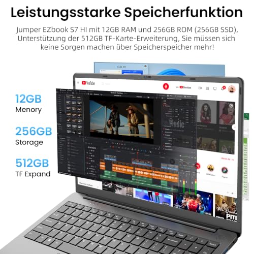 jumper 15,6 Zoll Laptop 12GB RAM 256GB SSD für Unternehmen und Studenten