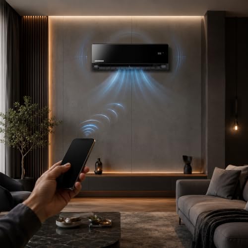 Heinner HAC-BP12WIFI-BK BlackPearl Split-Klimaanlage Schwarz, 12000 BTU, WiFi, Smart Inverter, A+++ Kühlung, A++ Heizung, Active Clean, Breeze Away, Cascade, ECO, 8°C-Heizfunktion, für 16–23 m²