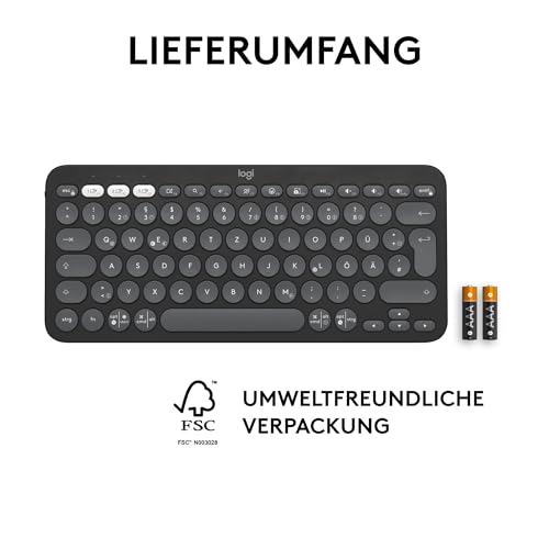Logitech Pebble Keys 2 K380s, kabellose Multi-Device Bluetooth-Tastatur
