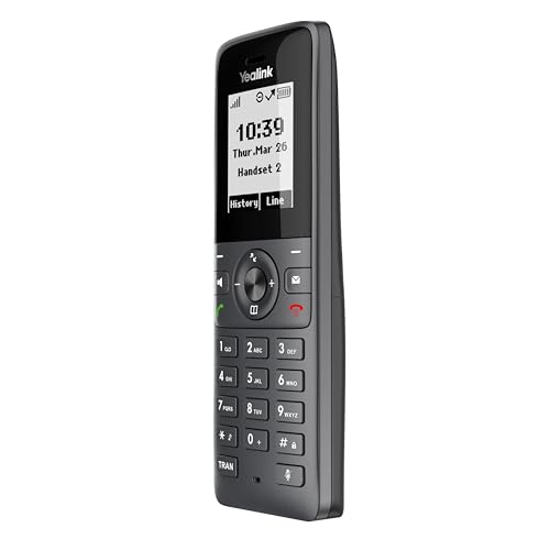 Yealink Bluetooth, WLAN, 10 Konten, Hochleistungs-SIP, 35 Stunden Sprechzeit, Dect-Telefon, IP-Telefon, Bildschirmgröße 1,8 Zoll, Schwarz