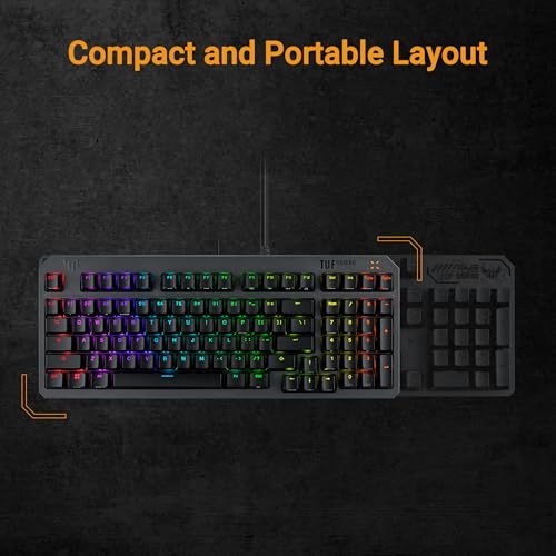 ASUS TUF Gaming K3 Gen II Gaming-Tastatur mit 97 Tasten, opto-mechanische RGB-Switches, Silikondichtung, stoßdämpfender Schaumstoff, wasserdicht IP57, abnehmbare Oberplatte und Aura Sync, AZERTY