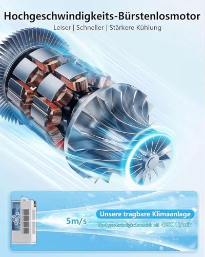Aiorber Mobil Klimaanlage Mini Luftkühler: Ventilator mit Wasserkühlung 2000ml Wassertank-120°Oszillation, 4 Windstufen, LED, Timer-Fernbedienung Klimagerät ohne Abluftschlauch für Zuhause&Büro