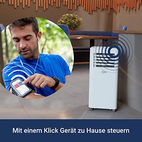SUNTEC Mobiles Klimagerät Comfort 7.0 Eco R290 APP – Klimaanlage mobil und leise mit Smart App Steuerung – Entfeuchter für Räume bis 25 qm – Mobile Kühlung in Wohnung & Büro – 7.000 BTU – 2.050 Watt