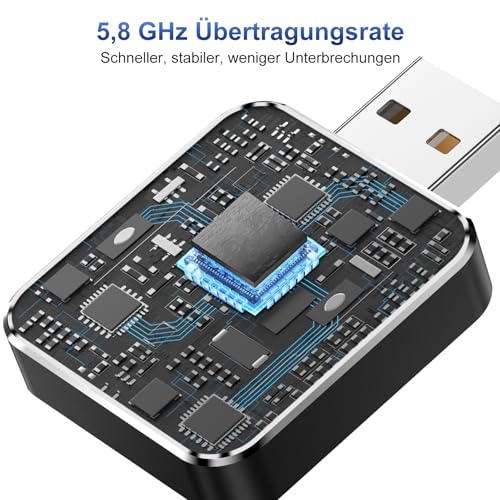 Mini Kabelloser CarPlay Adapter für iPhone - Wireless CarPlay Dongle Box, wandelt werkseitig verkabeltes CarPlay in kabelloses CarPlay um, Plug-and-Play, extrem geringe Verzögerung