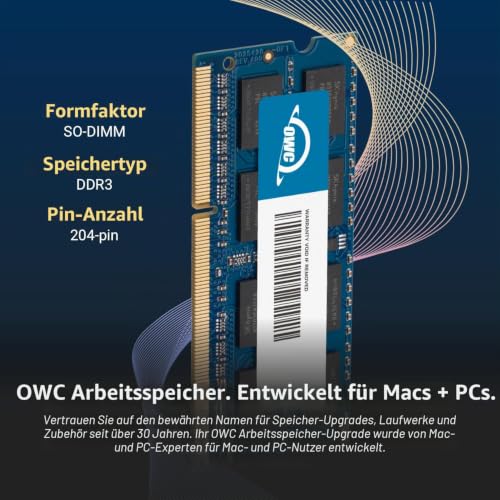 OWC 8 GB (1 x 8 GB) 1867 MHz DDR3 SO-DIMM PC3-14900 204-Pin-CL11-Speichererweiterung (OWC1867DDR3S8GB)
