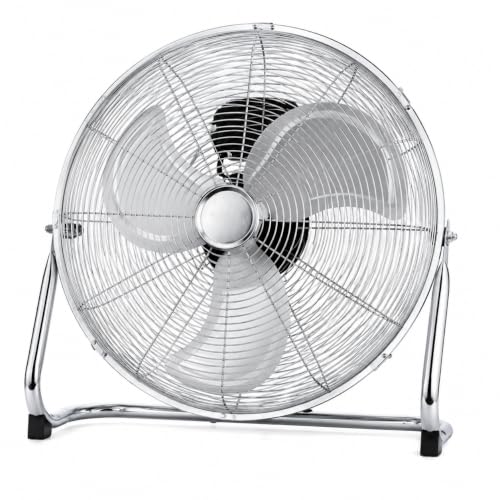 JYC CREATIVE Persönlicher Ventilator aus Metall, Hochgeschwindigkeits-Tischventilator mit 3 Aluminiumflügeln, 3 Geschwindigkeiten, Sicherheitsgitter, verstellbare Neigung (130 W, Silber1)