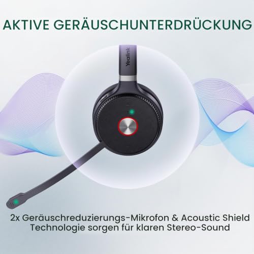Yealink WH66 Kabelloses Headset mit 4-Zoll-Bildschirm, DECT für Teams, Zoom, Skype-zertifiziert, Bluetooth mit 160 m Reichweite, Vollduplex-Lautsprecher, 14h Anrufzeit, für Büro, Schreibtischtelefon