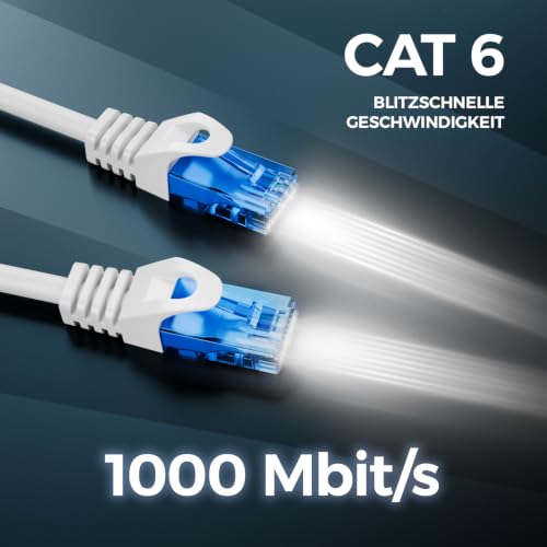 deleyCON 3,0m CAT.6 Ethernet Gigabit LAN Netzwerkkabel RJ45 CAT6 - Weiß
