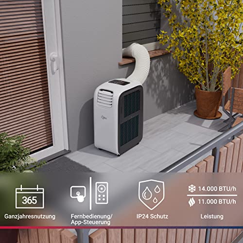 SUNTEC Mobiles Klimagerät Transform 14.000 Eco R290 APP – Klimaanlage mobil und leise mit Smart App Steuerung – Entfeuchter für Räume bis 70 qm – Mobile Kühlung & Heizung für zuhause – 14.000 BTU