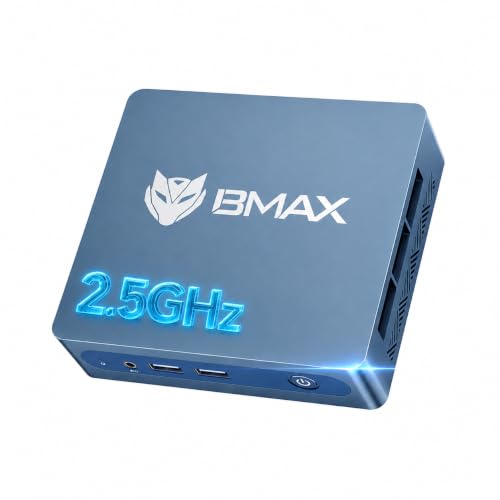 BMAX Büro Mini PC Intel Celeron J3355 mit Win11 Home, 6GB RAM 128GB SSD | Dual HDMI 4K@60Hz RJ45 Gigabit Ethernet WiFi5 BT USB x4 Mini Desktop Micro Computer für Business, Daily Use, Home assistant