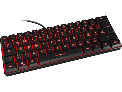 Speedlink Letos RGB Gaming Tastatur 60% mit Kabel abnehmbar, für PC & PS5 | N-Key Rollover Anti-Ghosting, verschiedene RGB-Beleuchtungsmodi, kabelgebunden, QWERTZ DE Layout, Keyboard schwarz