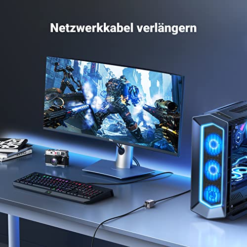 UGREEN LAN Kabel Verlängerung RJ45 Kupplung 10G LAN Verbinder（1 Stück） | 10Gbps Datenübertragung mit Aluminiumgehäuse. Geschirmte LAN Kabel Kupplung für Netzwerkkabel Cat7/Cat6/Cat5