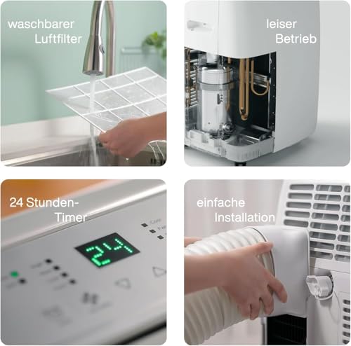 TCL Mobile Klimaanlage 12000 BTU (3,5kW) TAC-12CPB/MZW – 3-in-1 Funktion, 24h-Timer, Schlafmodus, leise, inkl. Abluftschlauch & Fernbedienung für Wohnzimmer, Büro, Schlafzimmer + Entfeuchterfunktion