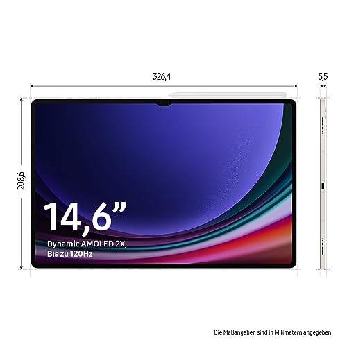 Samsung Galaxy Tab S9 Ultra AI-Android-Tablet, 5G, 256 GB / 12 GB RAM, MicroSD-Kartenslot, Inkl. S Pen, Simlockfrei ohne Vertrag, Beige, Inkl. 36 Monate Herstellergarantie [Exklusiv bei Amazon]