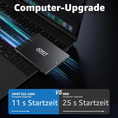 JOIOT Interne SSD 128 GB interne Festplatte, Bis 450 MB/s Lesen & 330 MB/s Schreiben, interne SSD 128 GB SATA III 2,5 Zoll Solid State Drive Interne kompatibel mit Laptop und Desktop-PC Schwarz