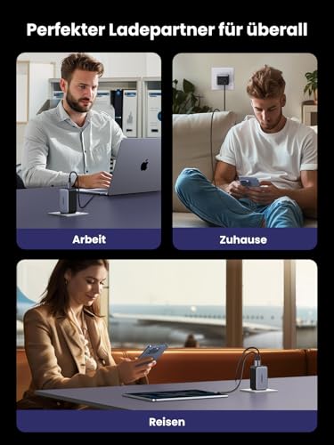 UGREEN Nexode 65W USB C Ladegerät, 3-Port, GaN Netzteil, PPS Charger 60W