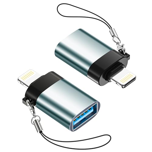 Lightning auf USB Adapter 2Pack, iPhone Adapter Lightning auf USB Kompakter mit Lanyard USB-OTG-Adapter für Apple iPhone/iPad, UnterstütztUSB Flash Drive/MIDI Keyboard/Kamera/Kartenleser/Tastatur