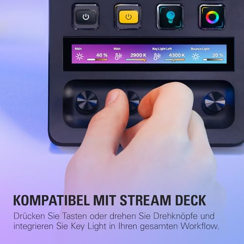 Elgato Key Light, professionelle Studioleuchte, 2800 Lumen | WLAN-App-Steuerung, 2900-7000K Farbtemperatur, 160 OSRAM-LEDs, Opalglas-Diffusion, Tischklemme