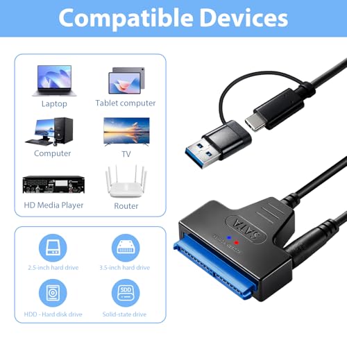 SATA USB Adapter für Externen und Internen Festplatten 2,5 & 3,5 SSD / HDD