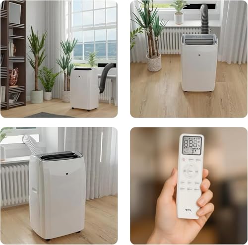 TCL Mobile Klimaanlage 12000 BTU (3,5kW) TAC-12CPB/MZW – 3-in-1 Funktion, 24h-Timer, Schlafmodus, leise, inkl. Abluftschlauch & Fernbedienung für Wohnzimmer, Büro, Schlafzimmer + Entfeuchterfunktion