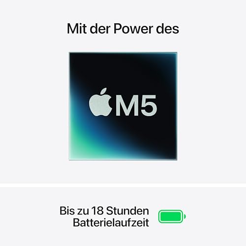 Apple 13" MacBook Air Laptop, M5 Chip mit 10‑Core CPU und 8‑Core GPU: Entwickelt für KI, 13,6" Liquid Retina Display, 16 GB gemeinsamer Arbeitsspeicher, 512 GB SSD, Touch ID, WLAN 7; Mitternacht