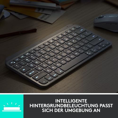 Logitech MX Keys Mini Kabellose Tastatur | Kompakt, Bluetooth, Hintergrundbeleuchtung, USB-C, Kompatibel mit Mac/iOS/Windows/Linux/Android, Metallgehäuse - Graphit