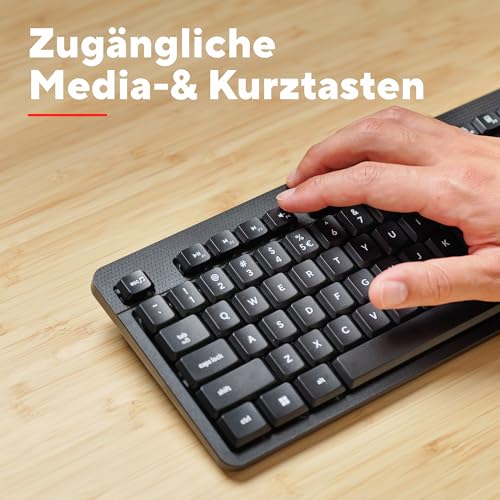 Trust ODY II Leise Tastatur Kabellos Deutsches Layout (QWERTZ), Schwarz | Flachen Tasten, Funktastatur Spritzwassergeschützt, RF 2.4GHz USB-Empfänger, PC Laptop Computer Mac