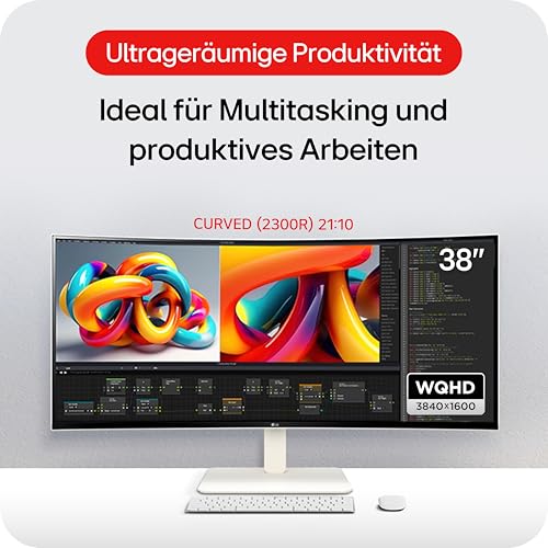 LG Electronics 38WR85QC-W.AEU Curved UltraWide™ IPS-Monitor 38" (95,25cm), 3840 x 1600, 1 ms GtG, 144 Hz, HDR 10, DisplayHDR™ 600, 98% DCI-P3, NVIDIA G-Sync™, AMD FreeSync™ - Weiß