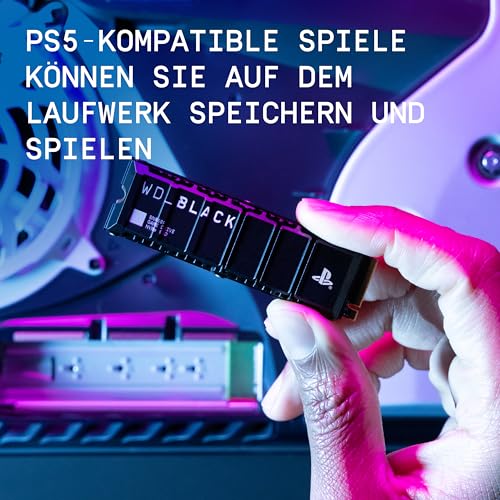 WD_BLACKSN850P PS5 SSD 2 TB , Offiziell Lizenziert für PS5 | Interne Gaming SSD; optimierter Kühlkörper, PCIe Gen4 Technologie, bis zu 7.300 MB/s Lesen, M.2 2280