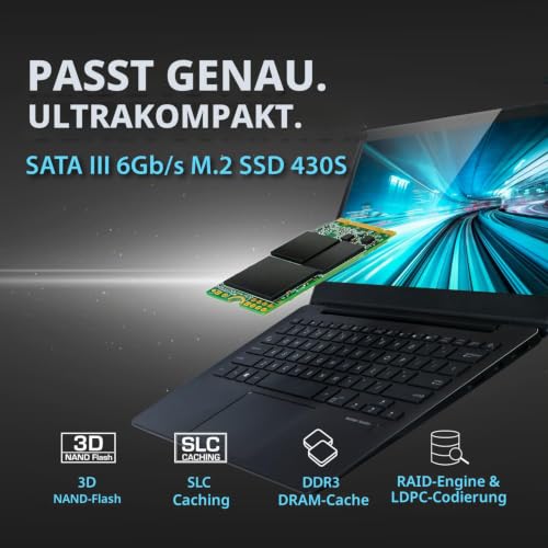 Transcend 256GB MTS430S M.2 SATA III 2242 SSD, DRAM-Cache, B+M-Schlüssel | Nicht kompatibel mit NVMe-Steckplätzen, internen SSDs, LDPC-Fehlerkorrektur (ECC) für Laptops und Desktop-PCs