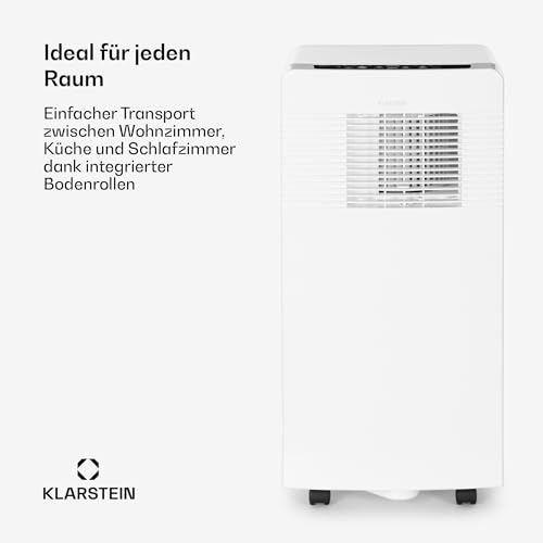 Klarstein Mobile Klimaanlage mit Abluftschlauch, 4-in-1 Klimagerät mit Ventilator, Luftentfeuchter & Nachtmodus, Kleine & Portable Klimaanlage für Wohnung & Büro, App-Steuerung, 7000 BTU