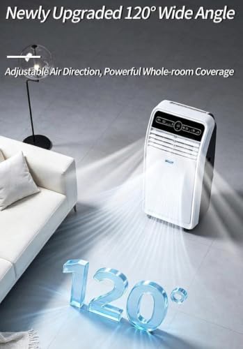 Tragbares Klimagerät 12000 BTU für Räume bis 32㎡ | Kühlung, Ventilator, Luftentfeuchter, 300m³/h Luftstrom, Fernbedienung, 120° Schwingung, LED-Display