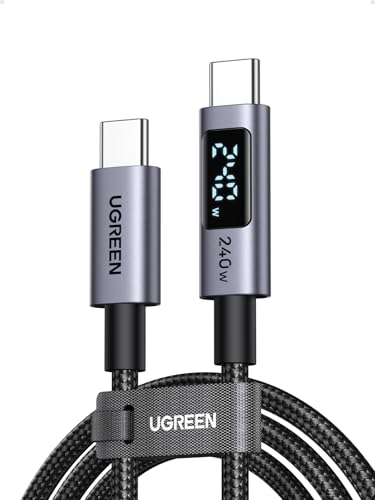 UGREEN 240W USB-C Kabel mit Digital Display PD3.1 Schnellladekabel | USB-C auf USB-C Kabel mit Ladeleistungsanzeige und E-Marker für iPhone 17 Serie, Galaxy S26, MacBook, iPad usw.（1M 1 Stück）