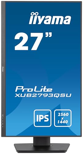iiyama Prolite XUB2793QSU-B7 68,6cm 27" IPS LED-Monitor WQHD 100Hz HDMI DP USB3.2 Slim-Line Höhenverstellung Pivot Adaptive Sync schwarz