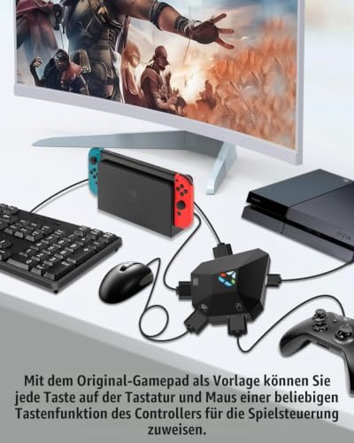 Semaiki Adapter Maus Tastatur Kompatibel mit Controller PS4/PS3/Switch/XBOX | Gaming Tastatur Maus konverter für NS Switch/PS3/PS4/Xbox One/Xbox 360