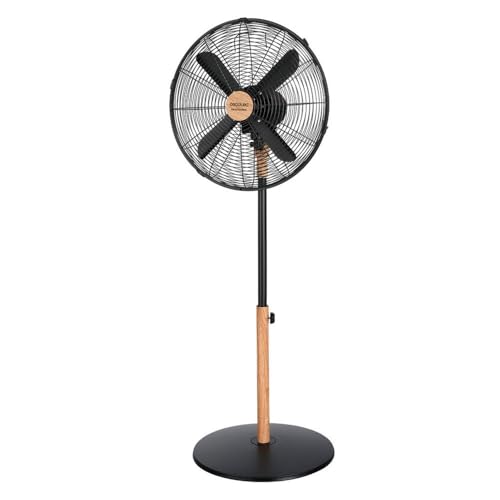 Cecotec Standventilator EnergySilence 600 Woodstyle, 50 W | 40 cm Durchmesser, 4 Aerodynamikflügel, 3 Geschwindigkeiten, höhenverstellbar 90-125 cm, Oszillation, leiser Betrieb