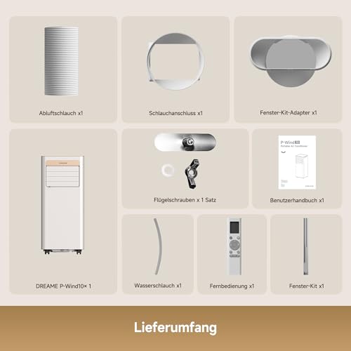 DREAME P-Wind10 9000 BTU mobile 3-in-1 Klimaanlage | Kühlen, Entfeuchten, Ventilatorbetrieb, 3D-Luftstrom, App- & Fernbedienung, Schlafmodus, Selbstverdunstung, leichter Aufbau