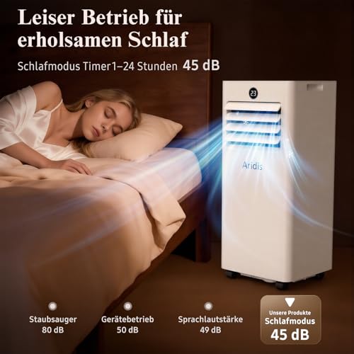 Klimaanlage Mobil 9000 BTU,4-in-1 - LED Display&Fernbedienung,leise mobile klimaanlage mit einem Fenstermontagesatz,klimagerät mit abluftschlauch,Raumgröße bis 88m³(33㎡) Tragbare