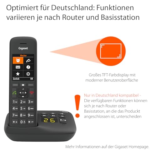 Gigaset C575A Duo - 2 Schnurlose DECT-Telefone mit Anrufbeantworter - großes Farbdisplay mit aktueller Benutzeroberfläche - Adressbuch - Jumbo-Modus und Anrufschutz, schwarz [Deutsche Version]