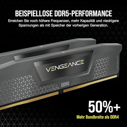 CORSAIR Vengeance DDR5 96GB (2 x 48GB) Bis zu 6000MHz AMD Intel RAM | Arbeitsspeicher für Gaming-PCs, Kompatibel mit AMD EXPO und Intel XMP 3.0, CL36, Grau, CMK96GX5M2E6000Z36
