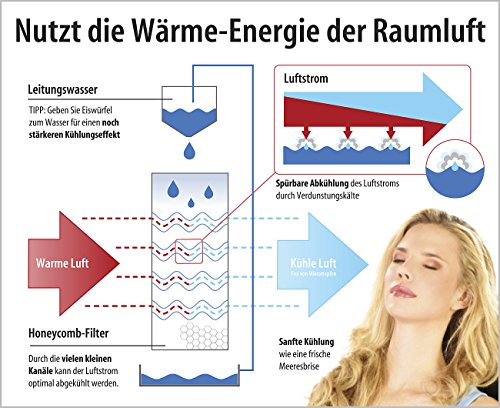 Sichler Haushaltsgeräte Raumkühler: 3in1-Luftkühler, Luftbefeuchter und Ionisator, 4 l, 65 W, 200 ml/h (Luftkühler mit Fernbedienung, Raumkühler mit Wasserkühlung, Ozon)